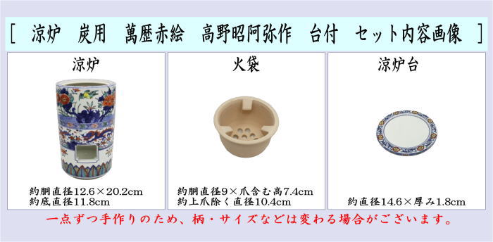 煎茶道具 涼炉 萬歴赤絵 高野昭阿弥作 炭用台付 茶道 : 茶道具