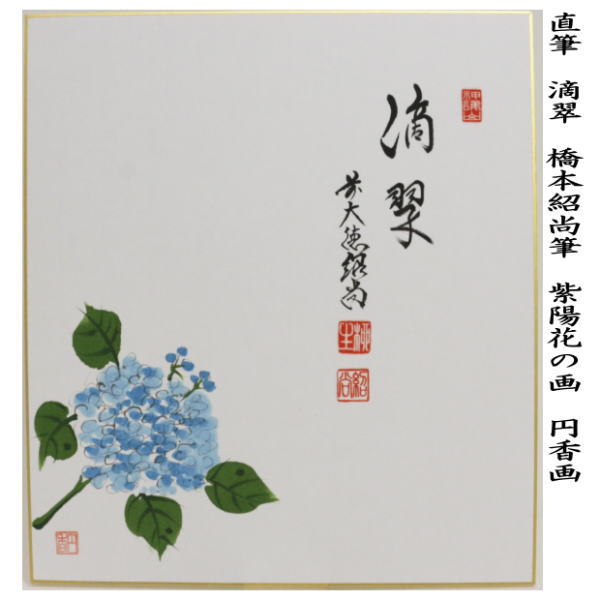 茶道具 色紙画賛 画賛 滴翠 橋本紹尚筆 柳生紹尚筆 紫陽花の画 円香画