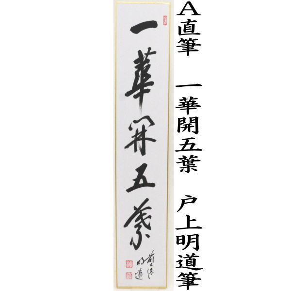 短冊　直筆　一華開五葉又は松風颯々声　戸上明道筆