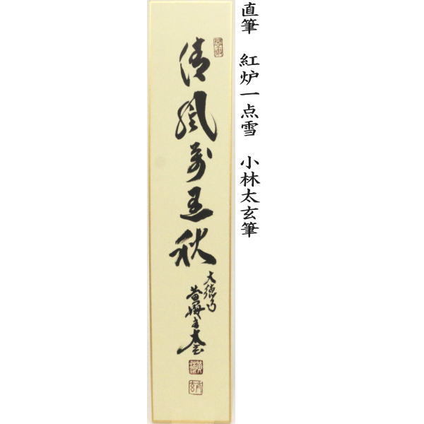 短冊 直筆 万里一條鉄又は清流無間断又は昨夜一声雁又は清風万里秋又は紅炉一点雪 小林太玄筆 (別注承ります)