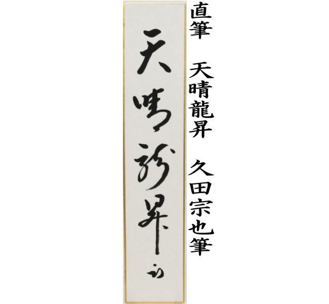 短冊　直筆　天晴龍昇　久田宗也筆（尋牛斎）