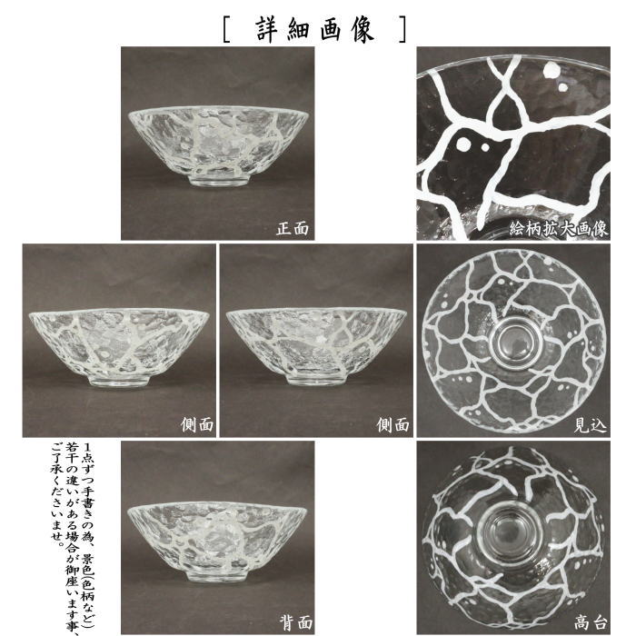 抹茶茶碗　 ガラス（硝子）　水紋　加藤永山作　耐熱硝子