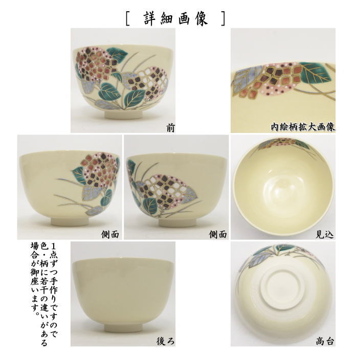 抹茶茶碗　仁清写し　紫陽花　中村久光作