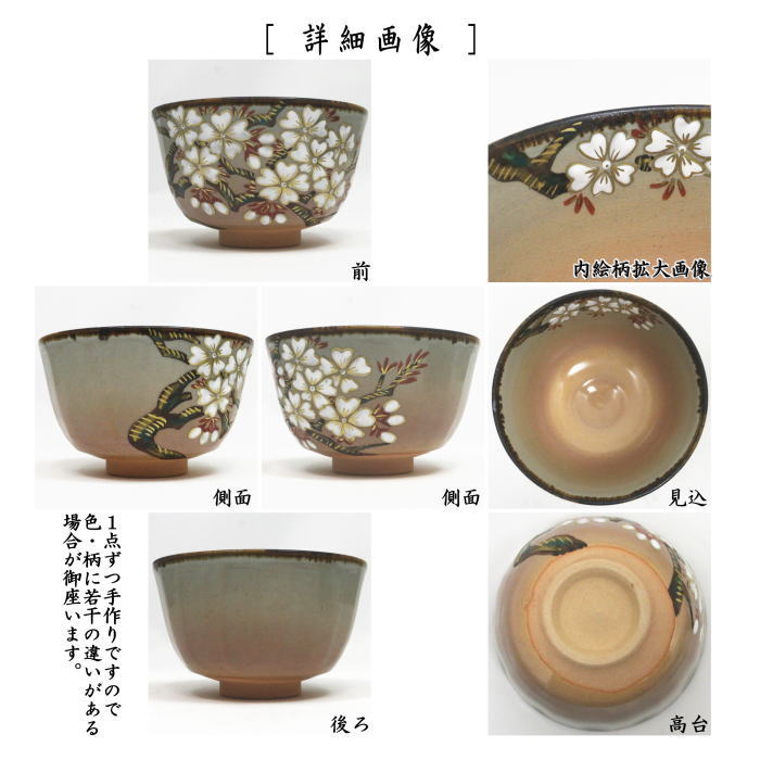 茶道具 抹茶茶碗 乾山写し 箆目 へらめ 桜木 伊藤東山作 乾山写