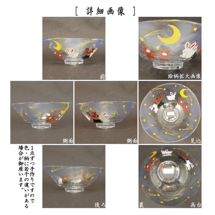 抹茶茶碗　ガラス（硝子）　義山（ギヤマン）　平茶碗　星空の下　水出宋絢作　超耐熱硝子