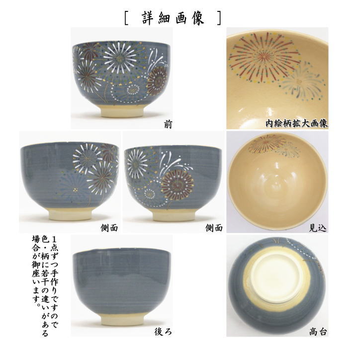 抹茶茶碗　色絵茶碗　花火　山川巌窯