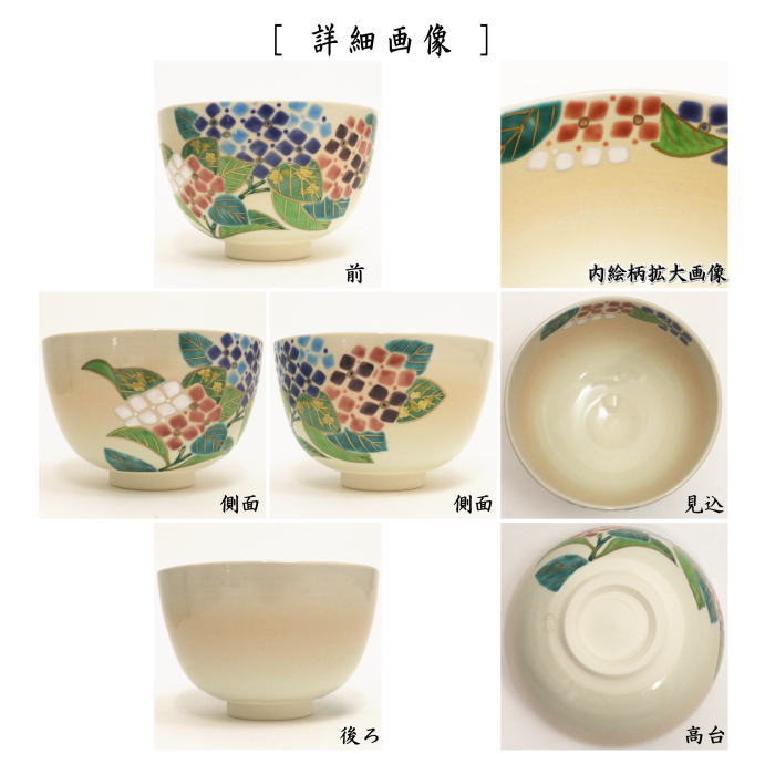 抹茶茶碗　乾山写し　紫陽花　伊坂清香作