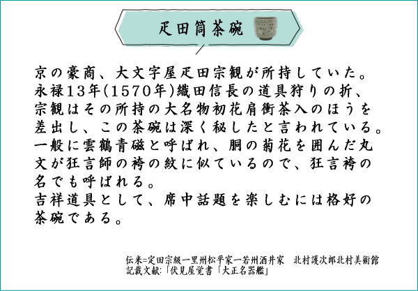 疋田筒茶碗　雲鶴青磁　原清晁作