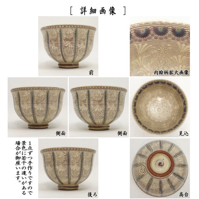 茶道具 抹茶茶碗 京焼き 紫三島 彩華紋（縦筋紋） 森里陶楽作 ネ-16 京焼 茶道 : tyawann-417 : 茶道具いまや静香園 - 通販 -  Yahoo!ショッピング