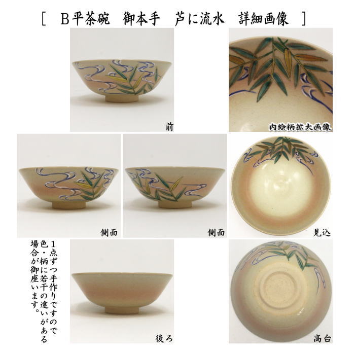 茶道具 抹茶茶碗 平茶碗 御本手 芦にとんぼ又は芦に流水 中村華