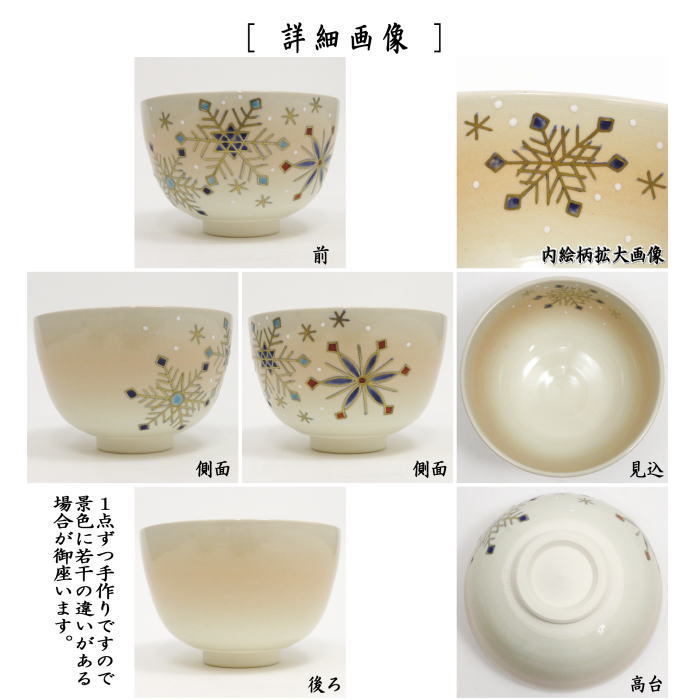 抹茶茶碗　雪華紋　中村華峰作
