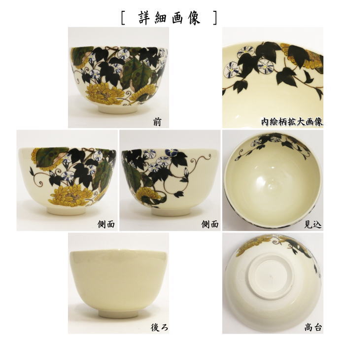 茶道具 抹茶茶碗 向日葵又は葡萄 山岡善昇作 伊藤若冲画12ケ月より