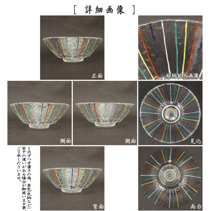 抹茶茶碗　ガラス（硝子）　平茶碗　七色トクサ　今岡都作　耐熱硝子