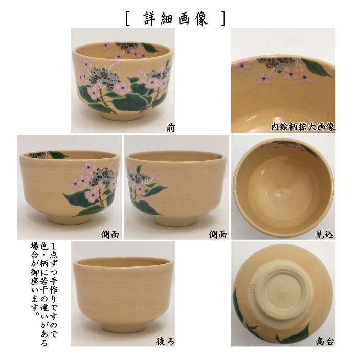 抹茶茶碗　額紫陽花　田中方円作