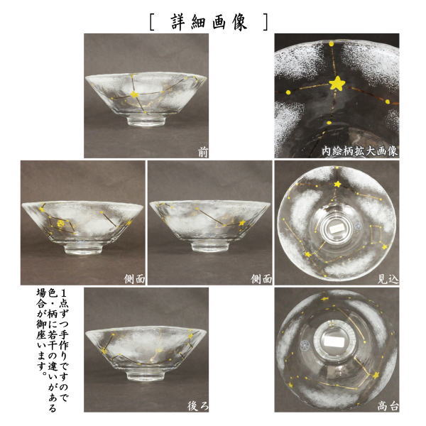 抹茶茶碗　ガラス（硝子）　平茶碗　義山（ギヤマン）　夏の大三角形　水出宋絢作　超耐熱硝子
