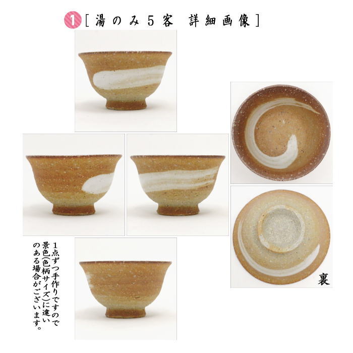 煎茶器セット　信楽焼　高橋楽斎作　　（湯のみ　5客・宝瓶（急須）・湯さまし）