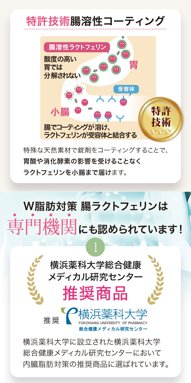 「初回30%OFF」 【特定保健指導で採用】ダイエット サプリ お試し 30日分 ラクトフェリン お腹の脂肪を減らす 腸溶性 内臓脂肪 腸ラクトフェリン 機能性表示食品 | 日本予防医薬 | 15