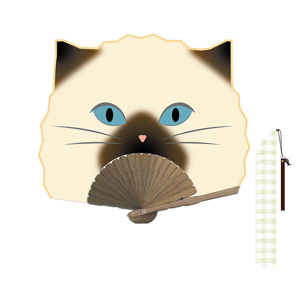 ケース付き 扇子 ネコ Natti Sensu 携帯用 おしゃれ エコ せんす 黒猫