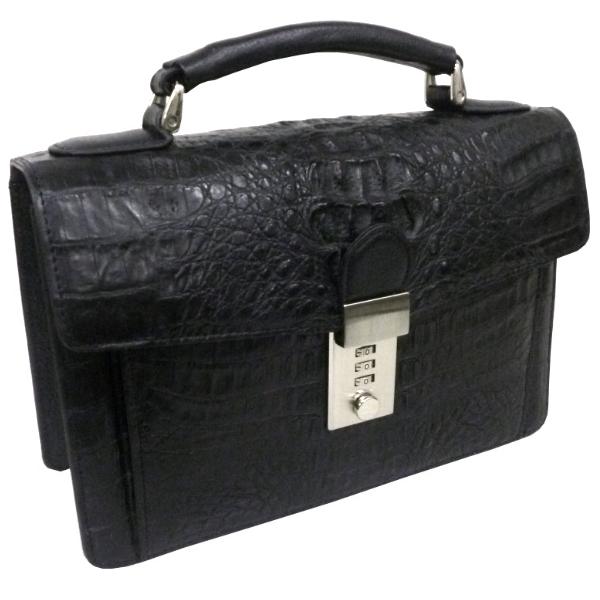 本物　カイマンクロコダイル　ハンドバッグ クロコダイル バッグ メンズ セカンド カイマン ワニ革 艶消し背鰐HB