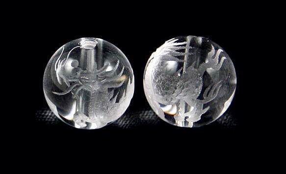 麒麟 きりん 水晶素彫り 12mm 穴あり一粒売りビーズ 天然石