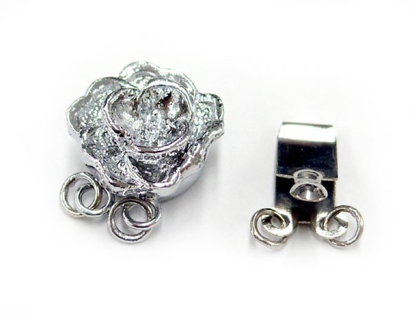 ホワイトパール ネックレス 花型クラスプ ネックレスクラスプ パールジュエリーなどの留め具 花13mm 2連
