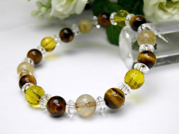 シトリン・タイガーアイとルチルクォーツのパワーストーンの