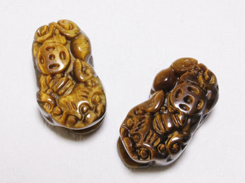貔貅ペア ヒキュウ ひきゅう タイガーアイ パーツ 約32×18×11mm