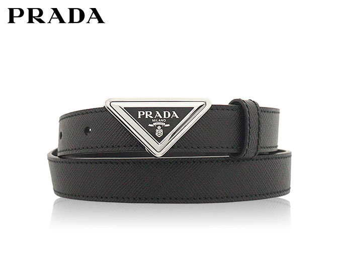 プラダ PRADA 小物 ベルト 1CC522 053 ネロ 1 サフィアーノ レザー トライアングル ロゴ バックル ベルト 75size レディース