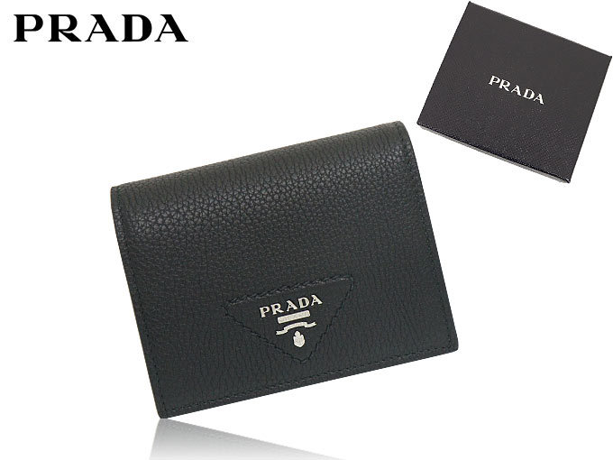 プラダ PRADA 財布 二つ折り財布 1MV204 2BBE ネロ ヴィッテロ ダイノ レザー メタル レタリング ロゴ バイフォールド コンパクト  ウォレット レディース :pr-ko220216-6:インポートコレクションYR 通販 