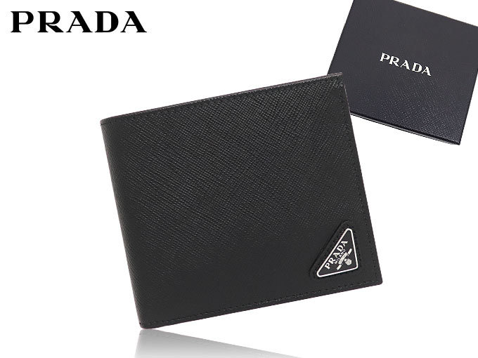 プラダ PRADA 財布 二つ折り財布 2MO738 QHH ネロ サフィアーノ レザー トライアングル ロゴ バイフォールド コイン ウォレット メンズ｜import-collection-yr｜04