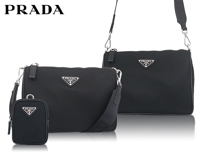 【48時間限定ポイント2％】プラダ PRADA バッグ ショルダーバッグ 2VH113 2DMH XOP ネロ テスート リナイロン Re Nylon  サフィアーノレザー トライア