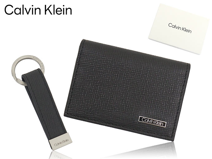 カルバン クライン Calvin Klein 小物 カードケース 31CK330015 ブラック ジェニュイン レザー カードケース キーリング ボックス セット メンズ｜import-collection-yr｜04