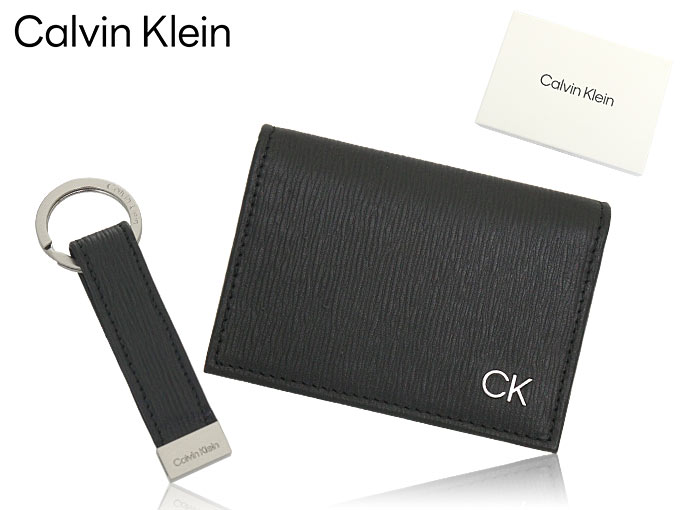 カルバン クライン Calvin Klein 小物 カードケース 31CK330017 ブラック ジェニュイン レザー カードケース キーリング ボックス セット メンズ｜import-collection-yr｜04