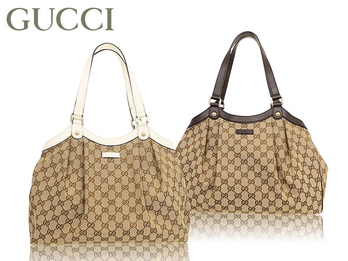 グッチ GUCCI バッグ トートバッグ 388919 FAFXG ベージュ×ダークブラウン GG キャンバス ギャザー レディース