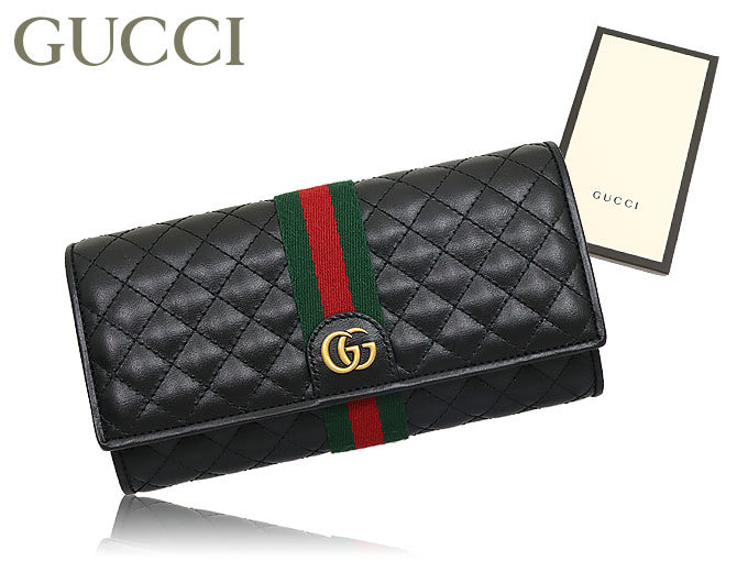 グッチ GUCCI 財布 長財布 536451 0YKBT ブラック×グリーンレッド