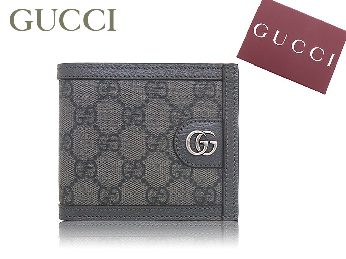 現行✨ GUCCI オフィディア GGコインウォレット 二つ折り 財布 グレー オフィディア〕GG コインウォレットグレー＆ブラック GG