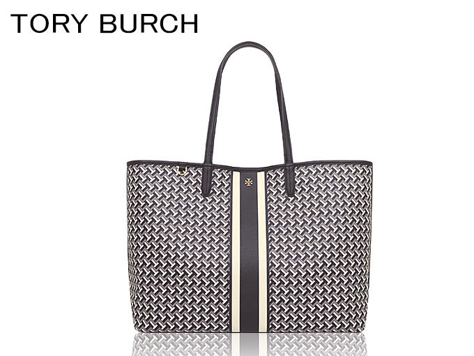 トリーバーチ TORY BURCH バッグ トートバッグ 64206 0120 ブラック×TZAG T ザグ タイル T リンク PVC トート  アウトレット レディース