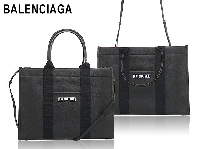 バレンシアガ BALENCIAGA バッグ トートバッグ 671400 2103A ブラック ハードウェア ロゴ プリント レザー ミディアム トート  バッグ レディース メンズ