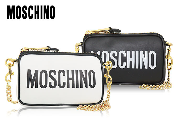 モスキーノ MOSCHINO バッグ ショルダーバッグ A7422 8001 ブラック モスキーノ ロゴ プリント レザー ミニ チェーン ショルダーバッグ レディース｜import-collection-yr｜04