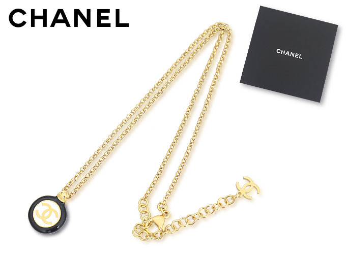 シャネル CHANEL アクセサリー ネックレス ABC983 B16125 ゴールド×ブラック ホワイト CCマーク ココマーク バイカラー ラウンド ペンダント レディース｜import-collection-yr｜03