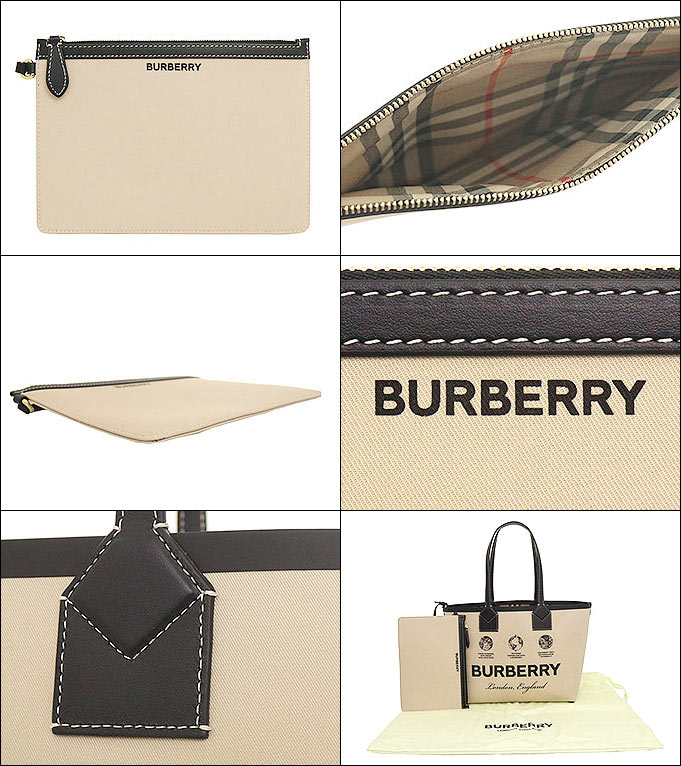 【期間限定ポイント2％】バーバリー BURBERRY バッグ トートバッグ 8063120 1 ベージュ ラベルプリント コットン レザー バーバリーチェック ロンドン （ポーチ｜import-collection-yr｜04