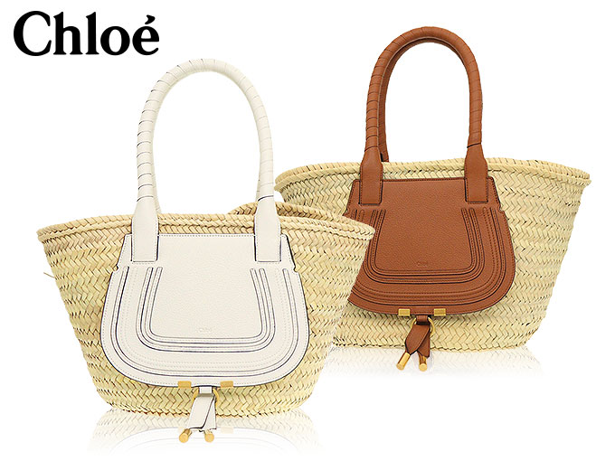 クロエ chloe バッグ トートバッグ CHC22SS728 G58 タン MARCIE マーシー ハンドブレード ラフィア グレイン カーフ  レザー ミディアム バスケット レディース