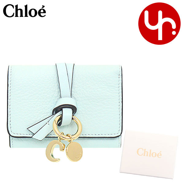 クロエ chloe 財布 三つ折り財布 CHC21WP946 F57 スカイライトブルー ALPHABET アルファベット レザー ミニ  トリフォールド ウォレット レディース