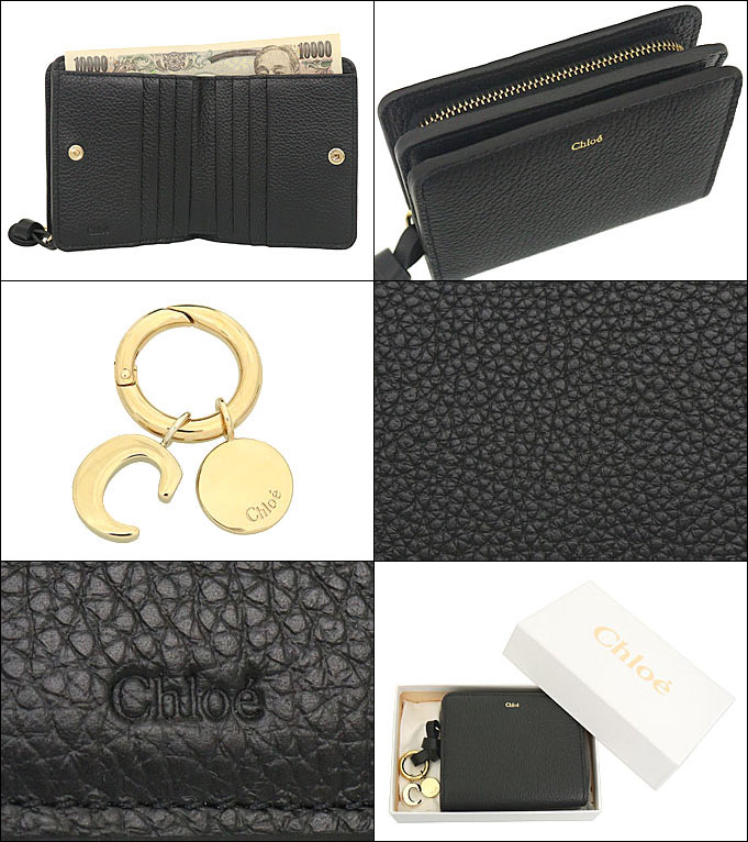 クロエ chloe 財布 二つ折り財布 CHC22WP765 F57 ブラック ALPHABET アルファベット レザースモール ウォレット レディース | Chloe | 02