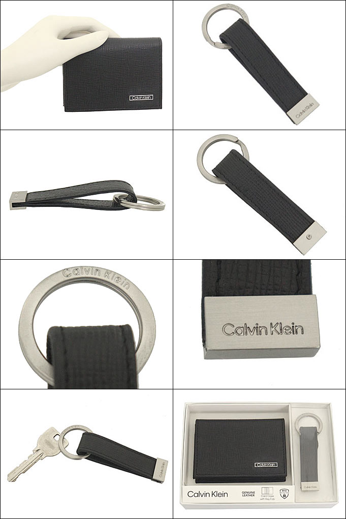 カルバン クライン Calvin Klein 小物 カードケース 31CK330015 ブラック ジェニュイン レザー カードケース キーリング ボックス セット メンズ｜import-collection-yr｜03
