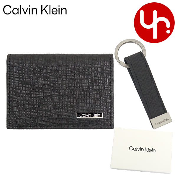 カルバン クライン Calvin Klein 小物 カードケース 31CK330015 ブラック ジェニュイン レザー カードケース キーリング ボックス セット メンズ｜import-collection-yr