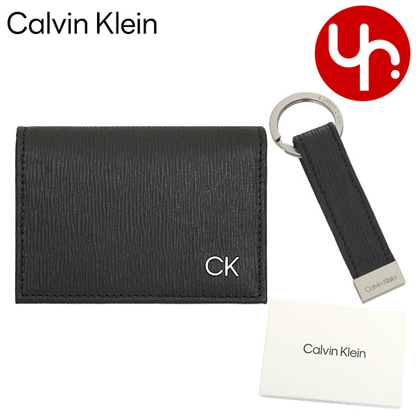 カルバン クライン Calvin Klein 小物 カードケース 31CK330017 ブラック ジェニュイン レザー カードケース キーリング ボックス セット メンズ｜import-collection-yr