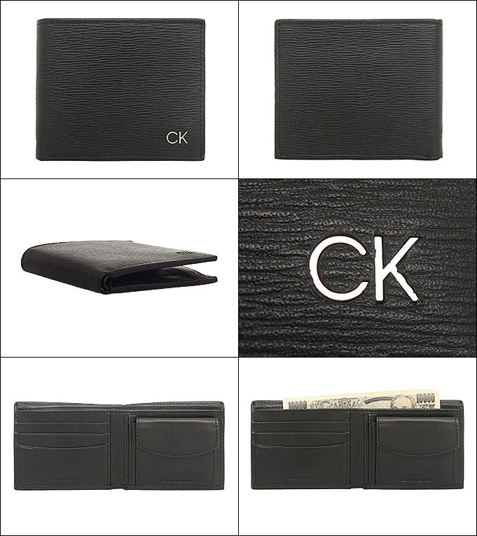 カルバン クライン Calvin Klein 財布 二つ折り財布 31CK130008 ブラック ジェニュイン レザー バイフォールド コイン ポケット ウォレット メンズ｜import-collection-yr｜02