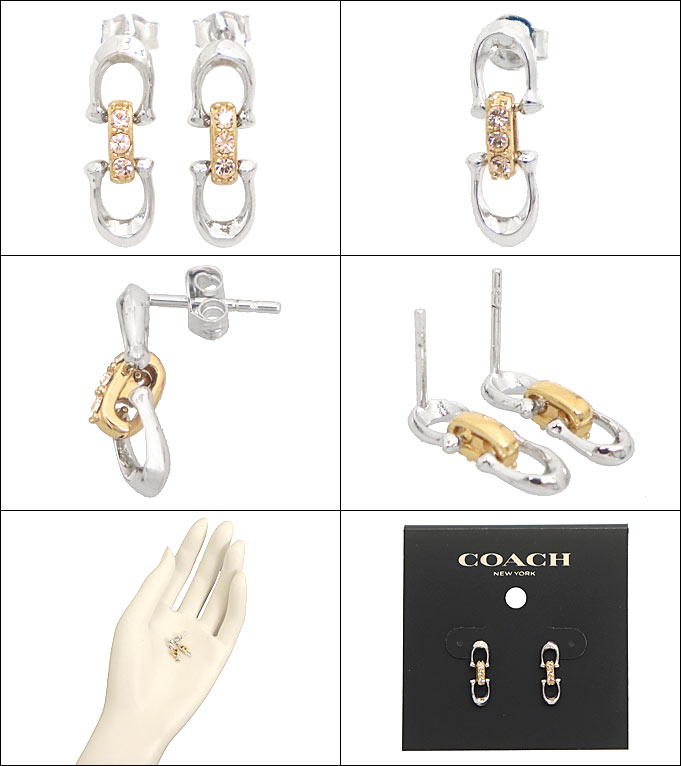 コーチ COACH アクセサリー ピアス F05994 5994 シルバー×ゴールド リンク シグネチャー スタッズ ピアス アウトレット レディース｜import-collection-yr｜02