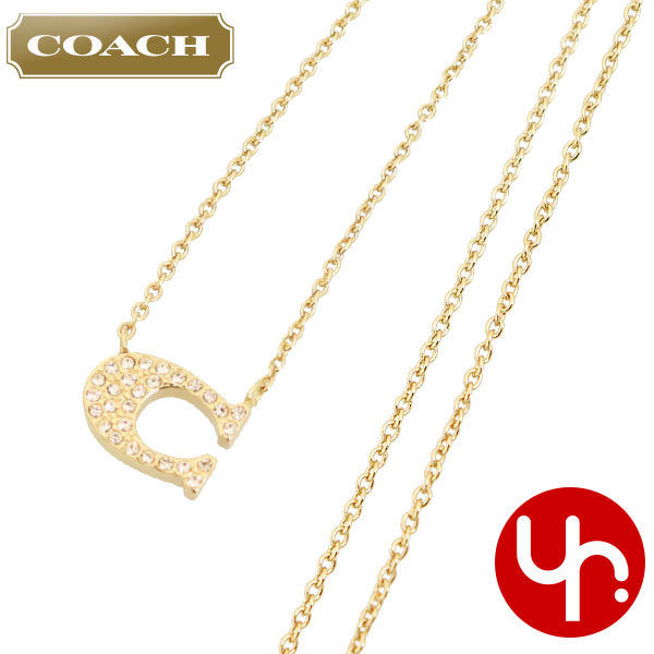 Yahoo! Yahoo!ショッピング(ヤフー ショッピング)コーチ COACH アクセサリー ネックレス F91433 91433 ゴールド パヴェ シグネチャー C ネックレス アウトレット レディース